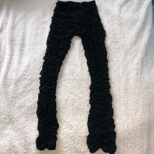 Mesh runched low rise pants/leggings